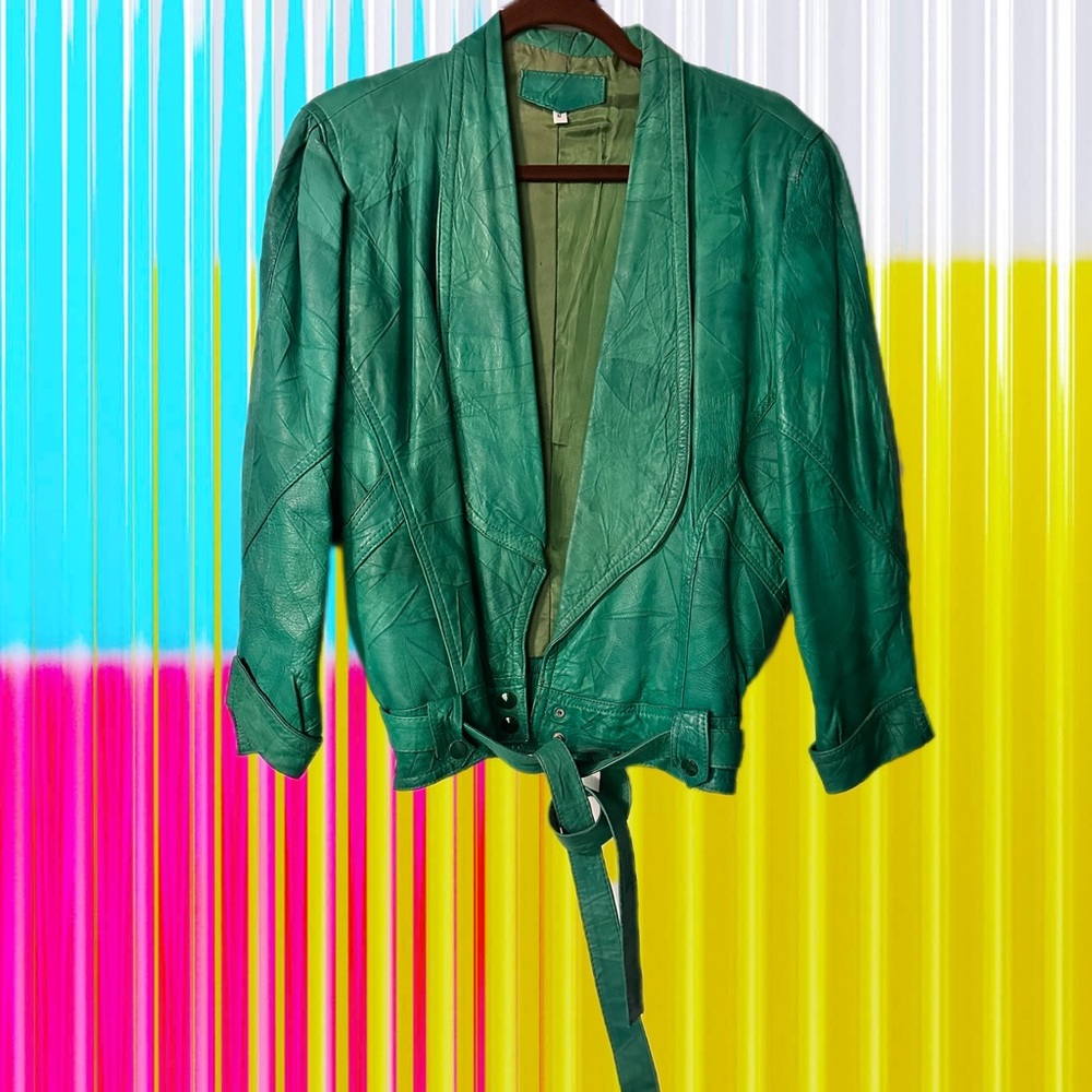 rad vintage leather jacket size small - large